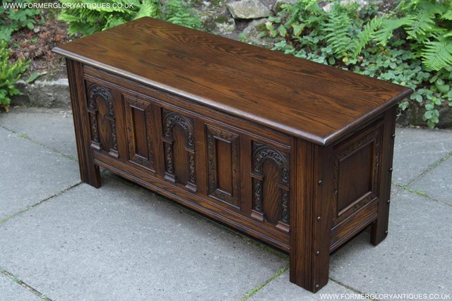 Image 14 of OLD CHARM LIGHT OAK BLANKET TOY BOX RUG CHEST COFFEE TABLE