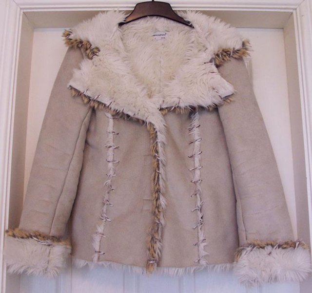 Preview of the first image of LADIES SUEDE LOOK FUR LINED JACKET - SZ 10 B3.