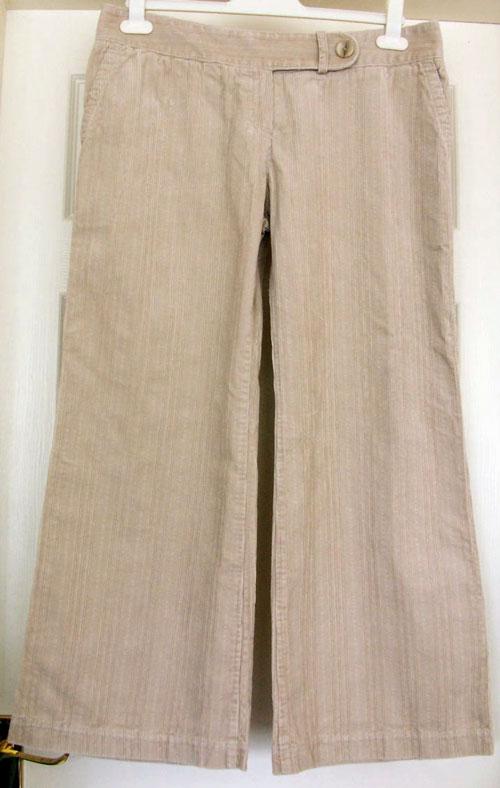 Preview of the first image of M&S BEIGE CORDUROY STYLE WIDE LEG TROUSERS - SZ 14S.