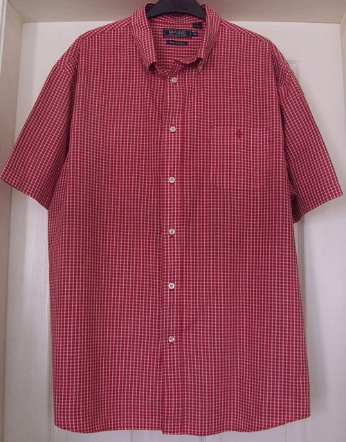 Preview of the first image of RED & WHITE CHECK SHORT SLEEVE SHIRT BY MAINE - SZ XXL  B4.