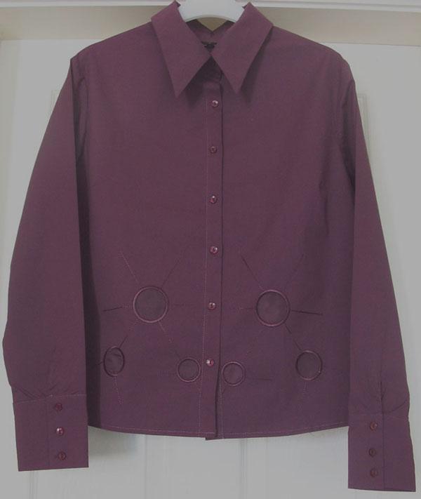 Preview of the first image of SMART LADIES AUBERGINE BLOUSE BY ELIZABETH EMANUEL - SZ 22.