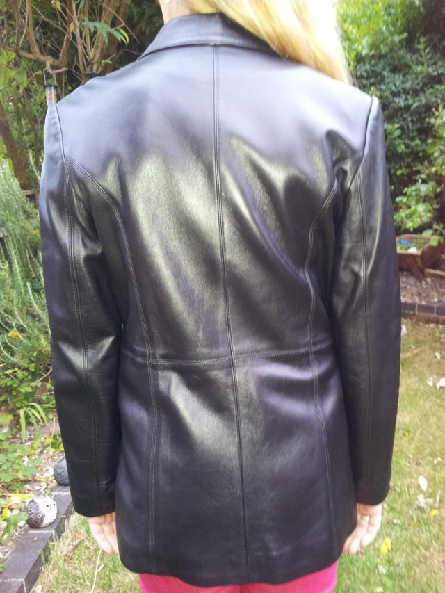 Image 2 of Ladies Black Leather Jacket - Size 12