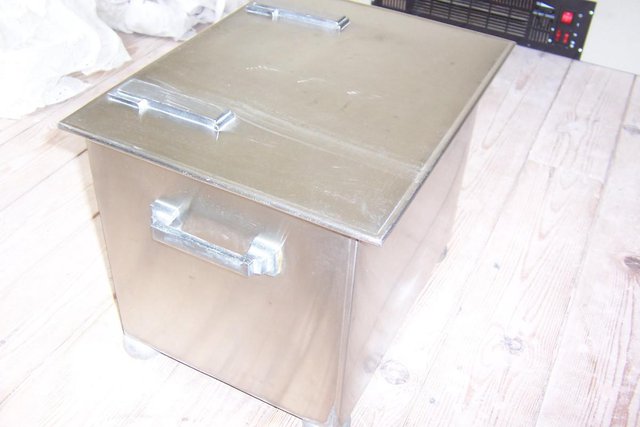 Image 2 of Pewter/chrome style coal box with lid