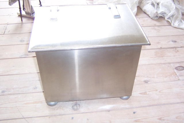 Image 3 of Pewter/chrome style coal box with lid