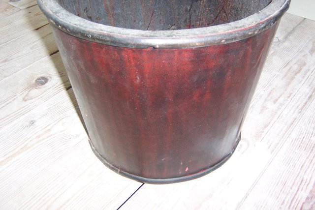 Preview of the first image of Leather covered coal bucket.