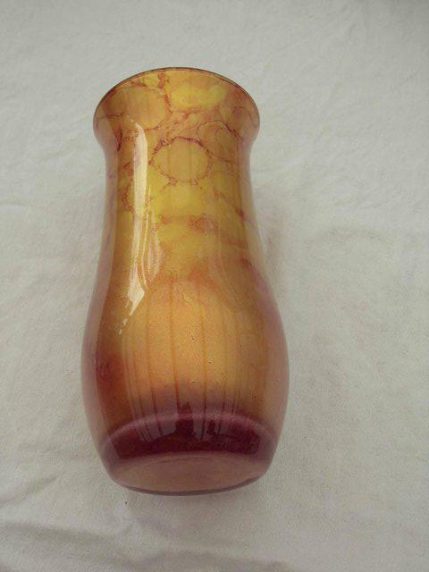 Preview of the first image of VINTAGE STUDIO ART BURGUNDY /RED & ORANGE glass vase £25.