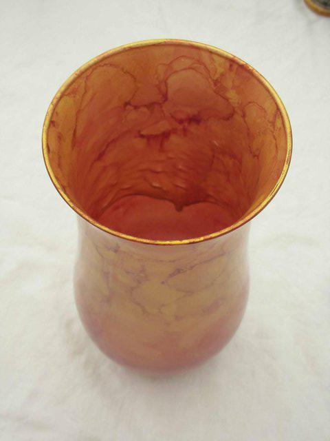 Image 3 of VINTAGE STUDIO ART BURGUNDY /RED & ORANGE glass vase £25