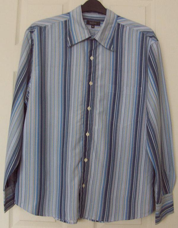 Preview of the first image of GORGEOUS MEN'S BLUE STRIPE SHIRT BY NEXT - SZ XL B4.