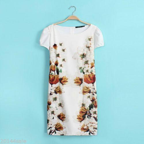 Preview of the first image of Cream Floral Crepe Shift Dress by Meiyi Keren UK10 BRAND NEW.