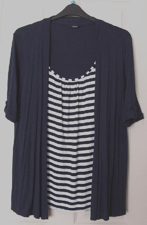 Preview of the first image of Gorgeous navy striped combination top by George - sz 18  B24.
