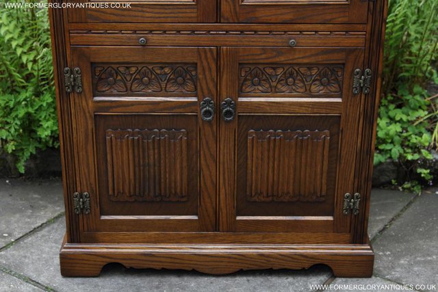 Image 25 of AN OLD CHARM LIGHT OAK WINE DRINKS COCKTAIL CABINET CUPBOARD