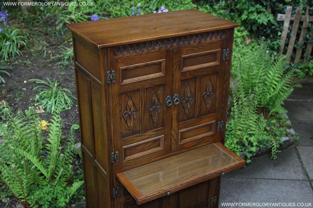 Image 33 of AN OLD CHARM LIGHT OAK WINE DRINKS COCKTAIL CABINET CUPBOARD