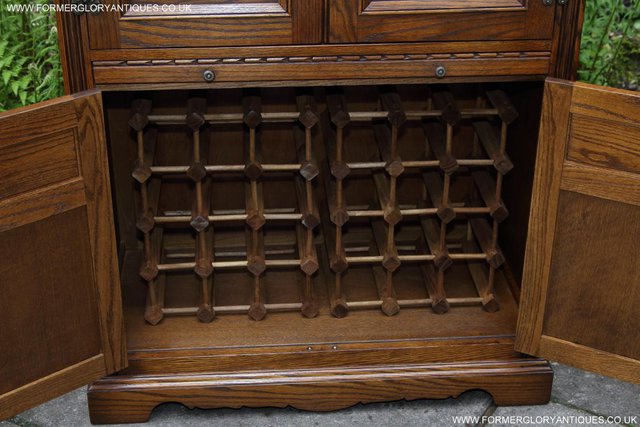 Image 47 of AN OLD CHARM LIGHT OAK WINE DRINKS COCKTAIL CABINET CUPBOARD