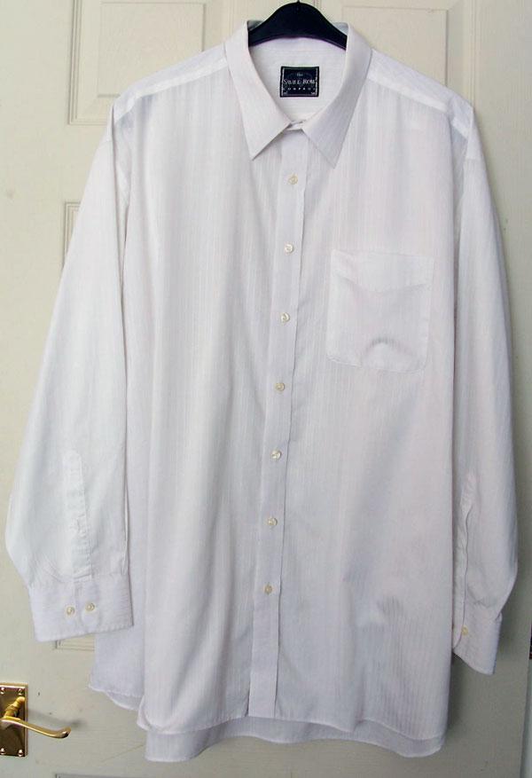 Preview of the first image of SMART MENS WHITE PINSTRIPE SHIRT BY SAVILE ROW - SZ 19.5 B5.