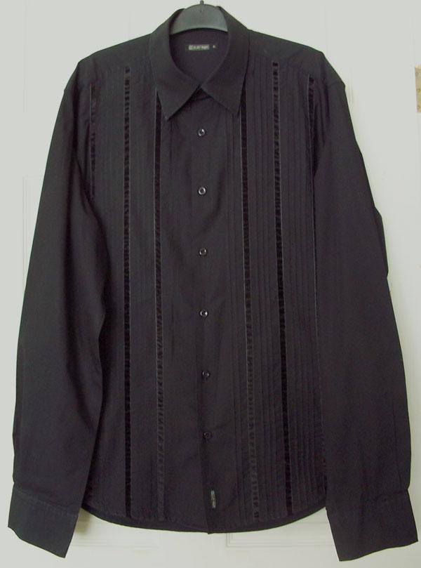 Preview of the first image of GORGEOUS BLACK STRIPE DRESS SHIRT BY OUTRAGE - SZ XL B6.