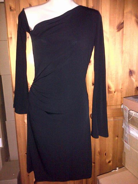 Preview of the first image of Sexy Black Jersey Double BatWing Dress UK10 Never Used.