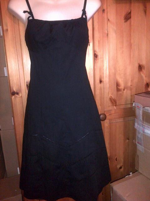 Image 2 of Sexy Black Cotton"pinhole" design dress - UK8-10