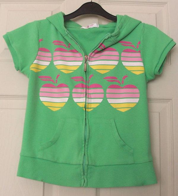 Preview of the first image of GIRLS LIME GREEN HOODED ZIP UP TOP - AGE 13 YRS. B9.
