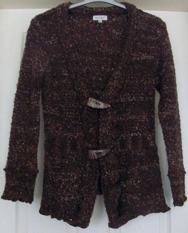 Preview of the first image of GORGEOUS LADIES BROWN CARDIGAN BY FAY LOUISE SZ S B13.