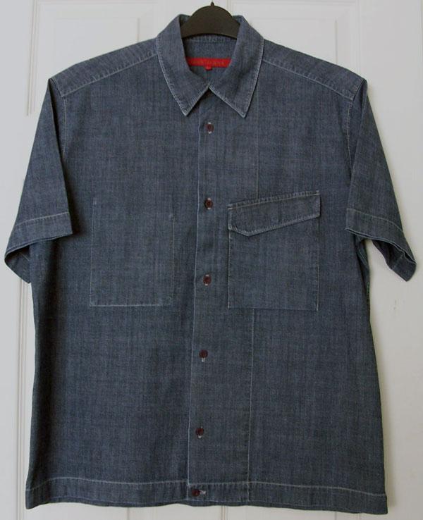 Preview of the first image of GORGEOUS MENS DARK DENIM SHIRT BY FCUK - SZ L B13.