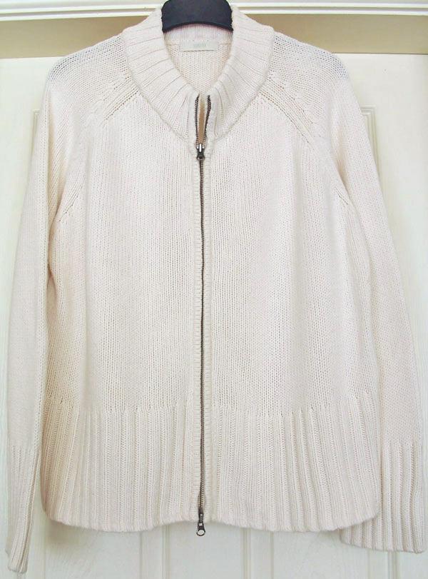 Preview of the first image of LADIES CHUNKY CREAM ZIP UP CARDIGAN BY M&S - SZ 22 B13.