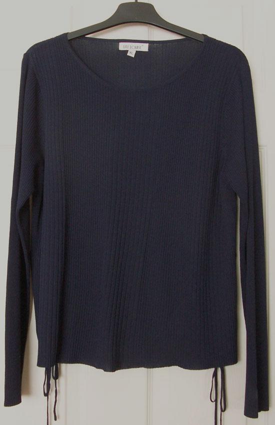 Preview of the first image of LADIES NAVY LONG SLEEVE JUMPER WITH TIE DETAIL - SZ XL B13.