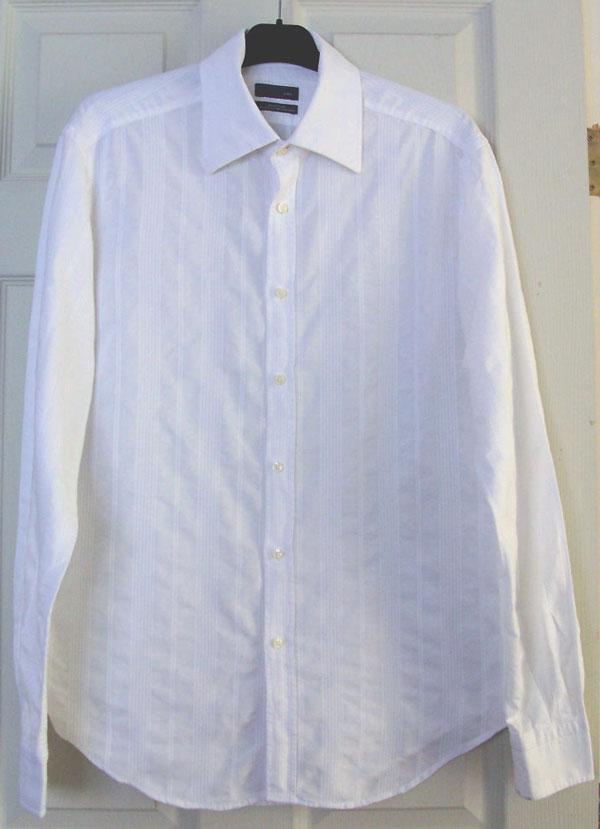 Preview of the first image of MENS WHITE STRIPE SHIRT BY ZARA - APPROX 42" CHEST   B13.