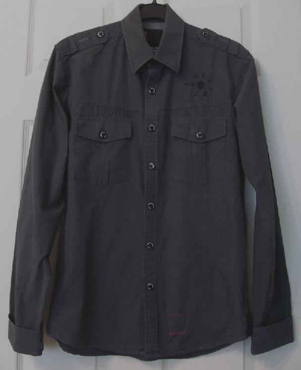 Preview of the first image of MENS DARK GREY PINSTRIPE SHIRT BY JACK & JONES - SZ M B18.