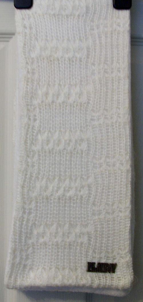 Preview of the first image of GORGEOUS CREAM CROCHETED SCARF BY PLAYBOY   B19.