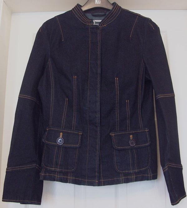 Preview of the first image of LADIES DARK DENIM JACKET BY MOTO - SZ 12.
