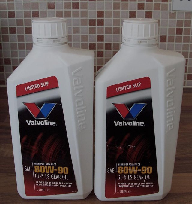 Preview of the first image of 2 sealed bottles of valvoline 80w-90 GL-5 LS gear oil.