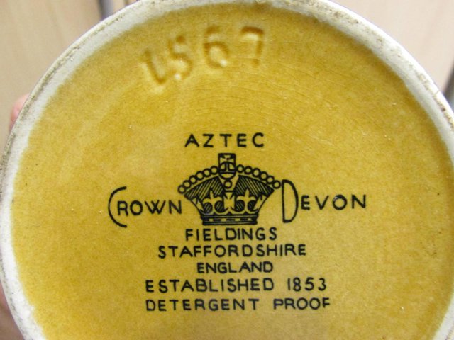 Image 3 of Crown Devon Coffee Pot AZTEC design