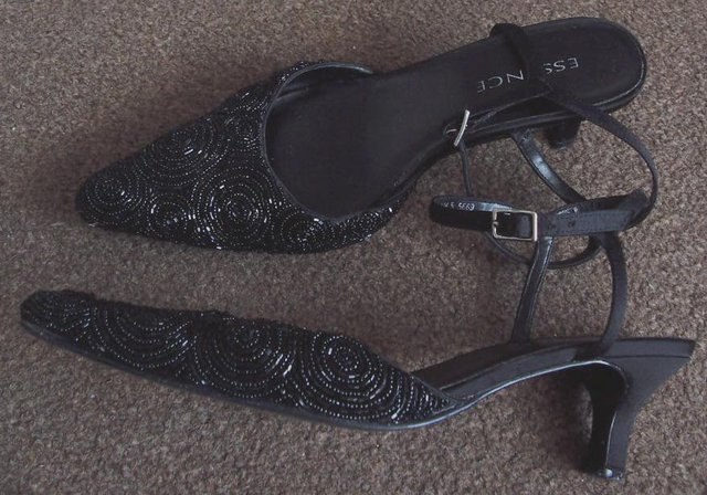 Image 2 of Gorgeous ladies black beaded shoes by Essence - sz 5