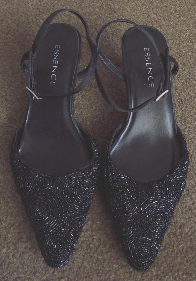 Preview of the first image of Gorgeous ladies black beaded shoes by Essence - sz 5.