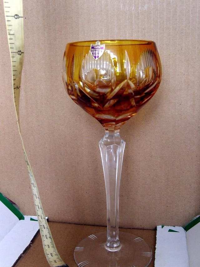 Preview of the first image of WATFORD CRYSTAL HAND CUT WINE GOBLETS x 6.