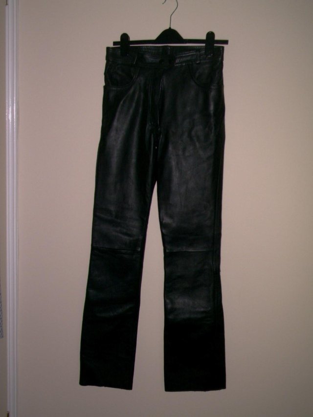 Image 2 of Ladies Black cowhide Kett motorcycle jeans