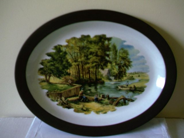 Preview of the first image of Hornsea decorative platter oval fishing scene.