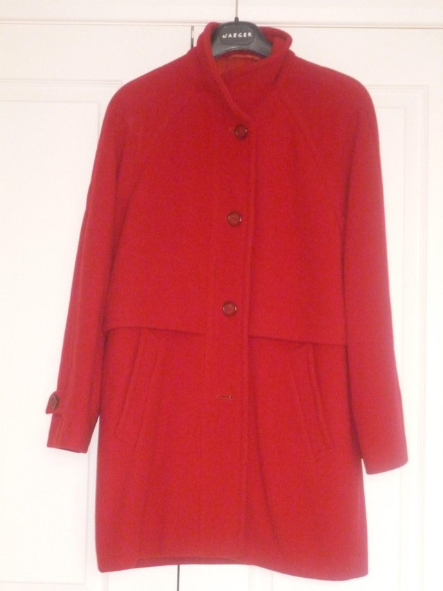 Preview of the first image of Luxury Wool & Cashmere Blend Red Coat.