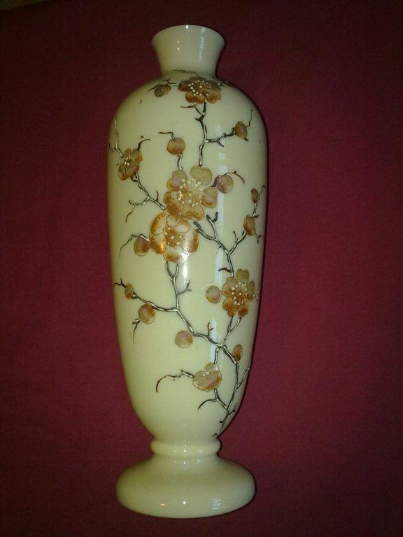 Preview of the first image of Glass vase hand painted Japanese style.
