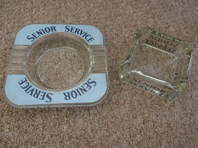Preview of the first image of BREWERIANA - GLASS ASHTRAYS - SENIOR SERVICE - 1960'S.