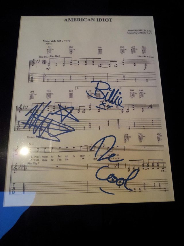 Preview of the first image of *** REDUCED***GREEN DAY AUTOGRAPHED SHEET MUSIC.