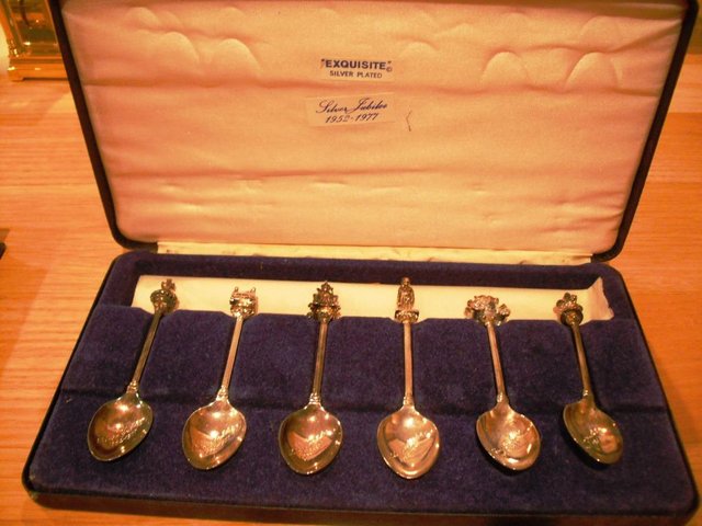 Preview of the first image of Collectable Boxed set 6 Silver Jubilee teaspoons 1952-1977.