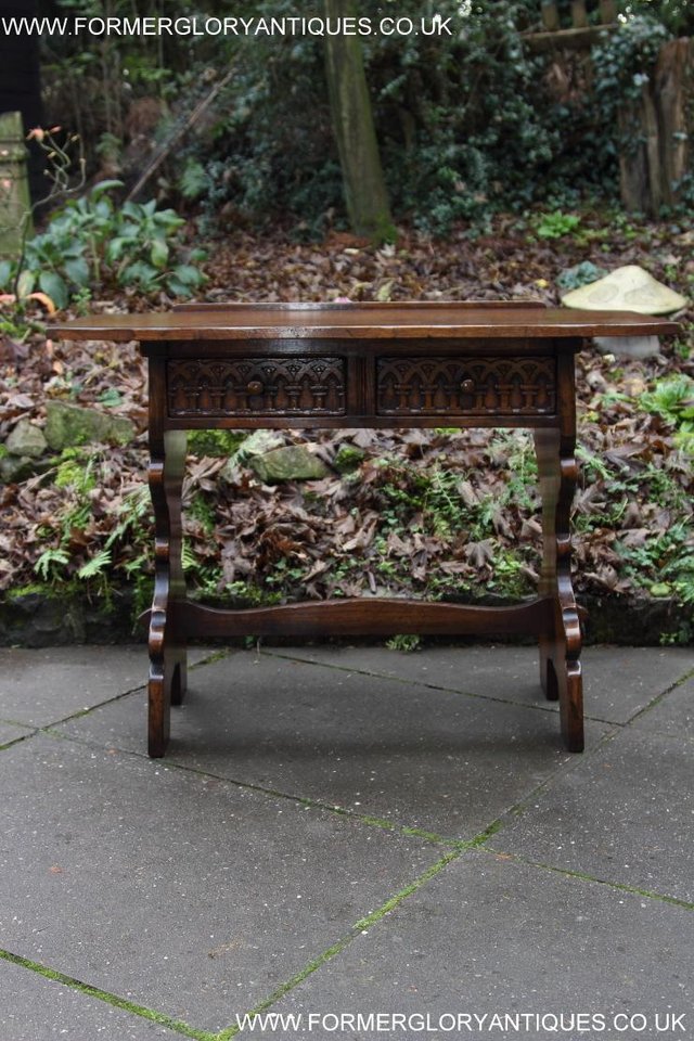 Image 6 of TITCHMARSH & GOODWIN CARVED OAK TWO DRAWER HALL / SIDE TABLE