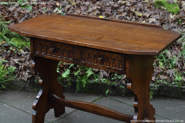 Image 12 of TITCHMARSH & GOODWIN CARVED OAK TWO DRAWER HALL / SIDE TABLE