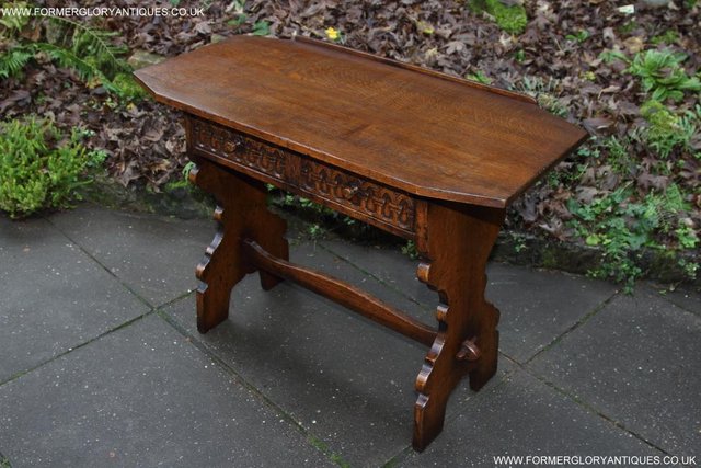 Image 13 of TITCHMARSH & GOODWIN CARVED OAK TWO DRAWER HALL / SIDE TABLE