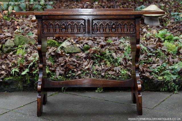 Image 33 of TITCHMARSH & GOODWIN CARVED OAK TWO DRAWER HALL / SIDE TABLE