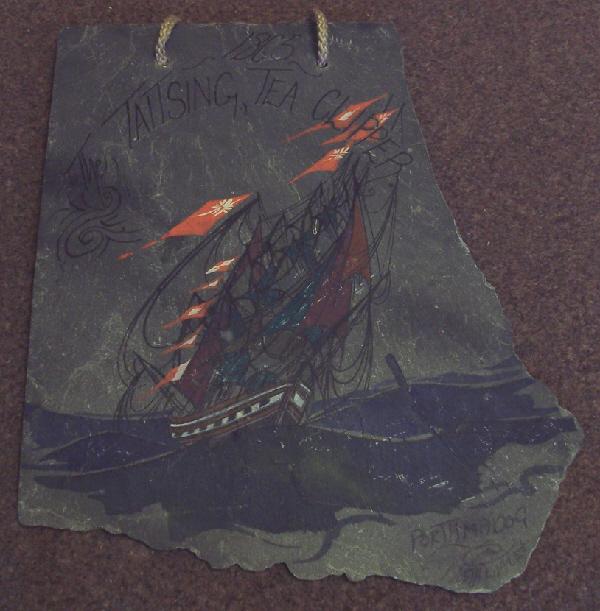 Preview of the first image of Beautiful Slate Wall Hanging "The Taitsing Tea Clipper".