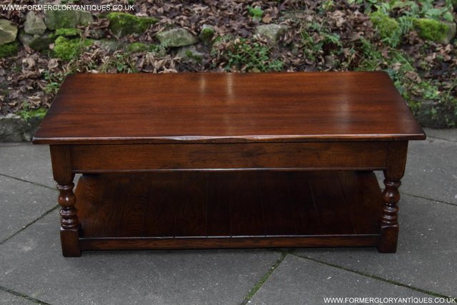 Image 19 of A TITCHMARSH GOODWIN STYLE OAK COFFEE PHONE SIDE LAMP TABLE