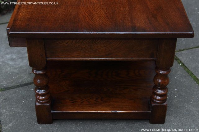 Image 32 of A TITCHMARSH GOODWIN STYLE OAK COFFEE PHONE SIDE LAMP TABLE