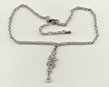 Preview of the first image of DIAMANTE FLORAL PENDANT ON CHAIN 14½” **VGC**.